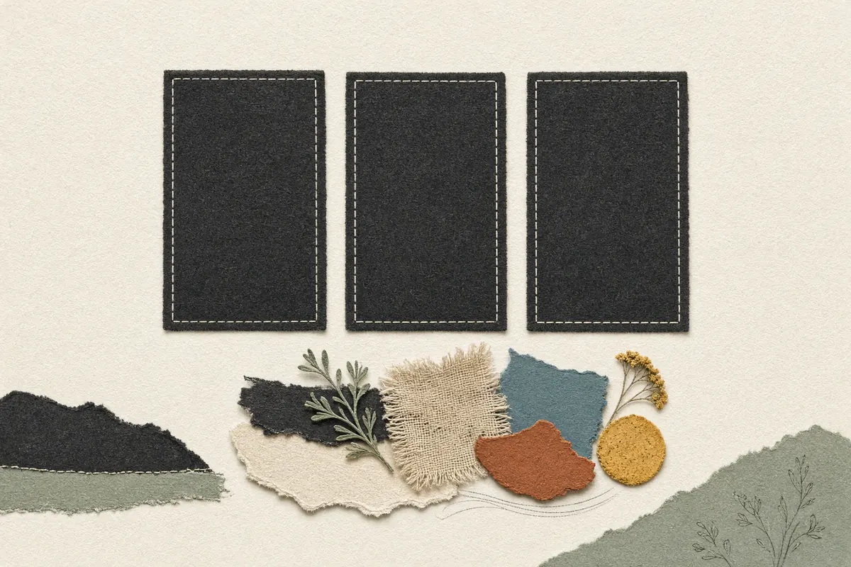 Loose paper pieces become one intentionally rough first construction.