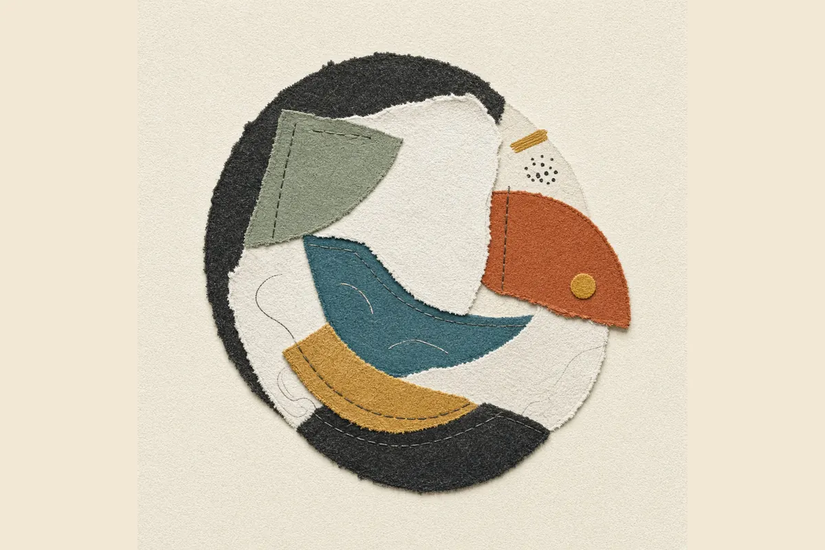 A multidirectional textile compass appears without a map or flags.